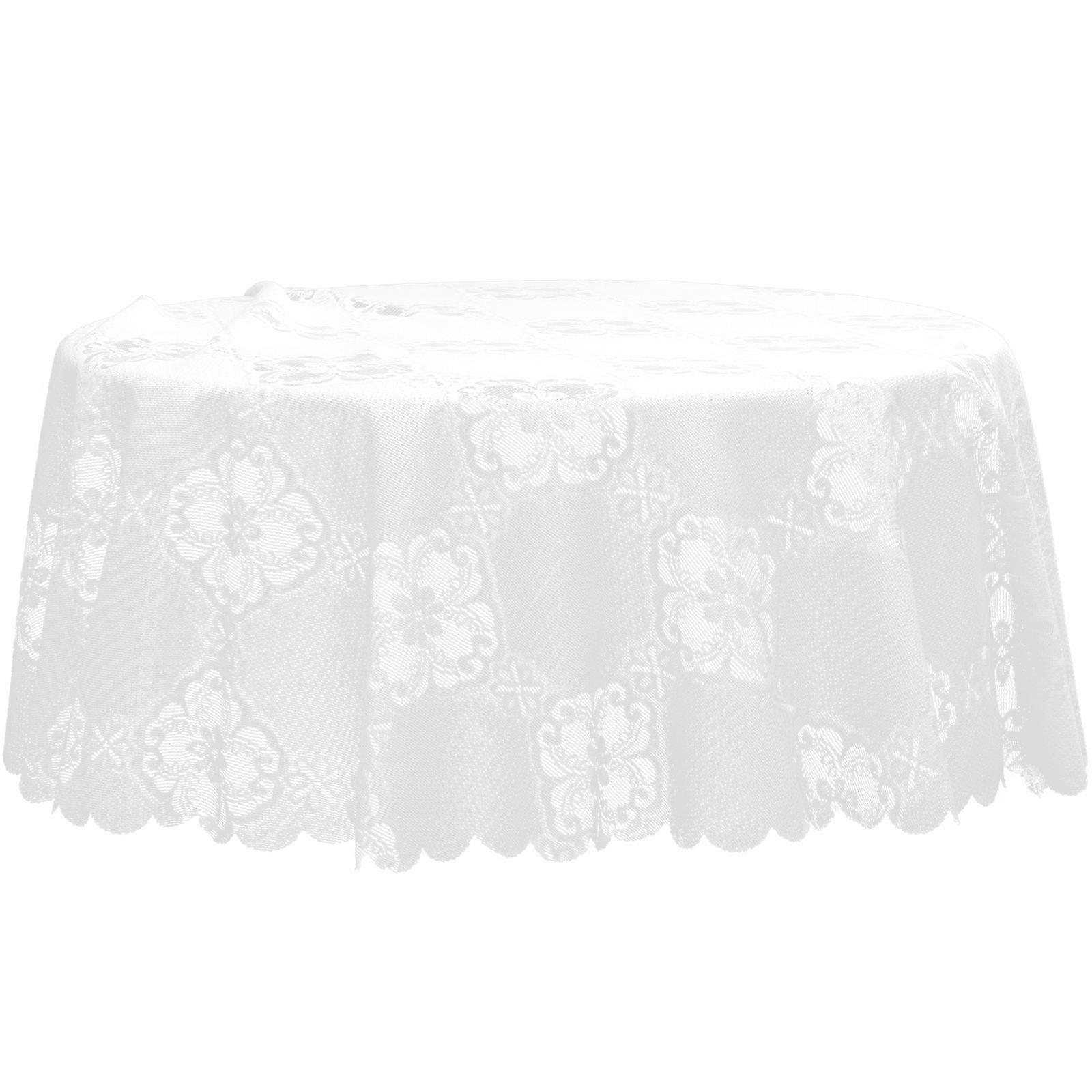 2Pcs White Lace Table Cloth for Round Table Wedding Reception Decor
