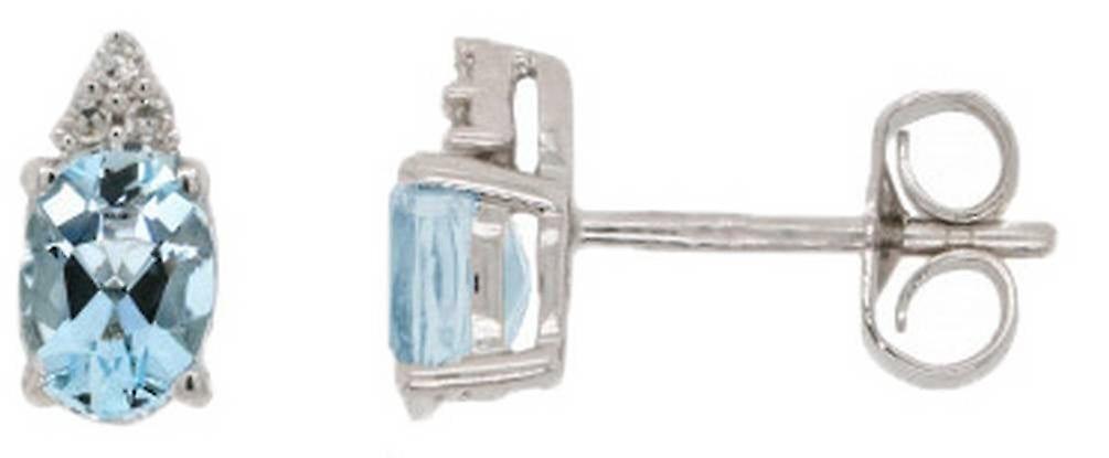 Mark Milton Aquamarine Stud Earrings - White Gold/Blue