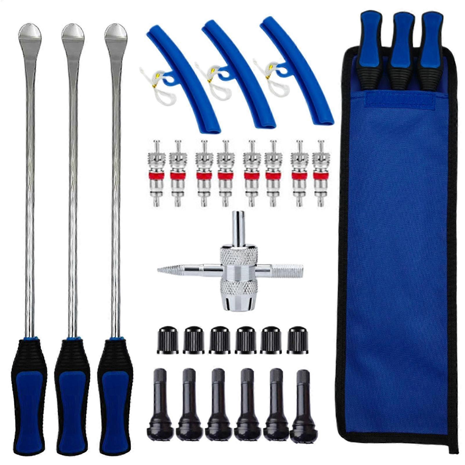 Motorcycle Tire Changing Tools Set with Long Handle Spoons, Scratch Rim Protection, Carry Bag