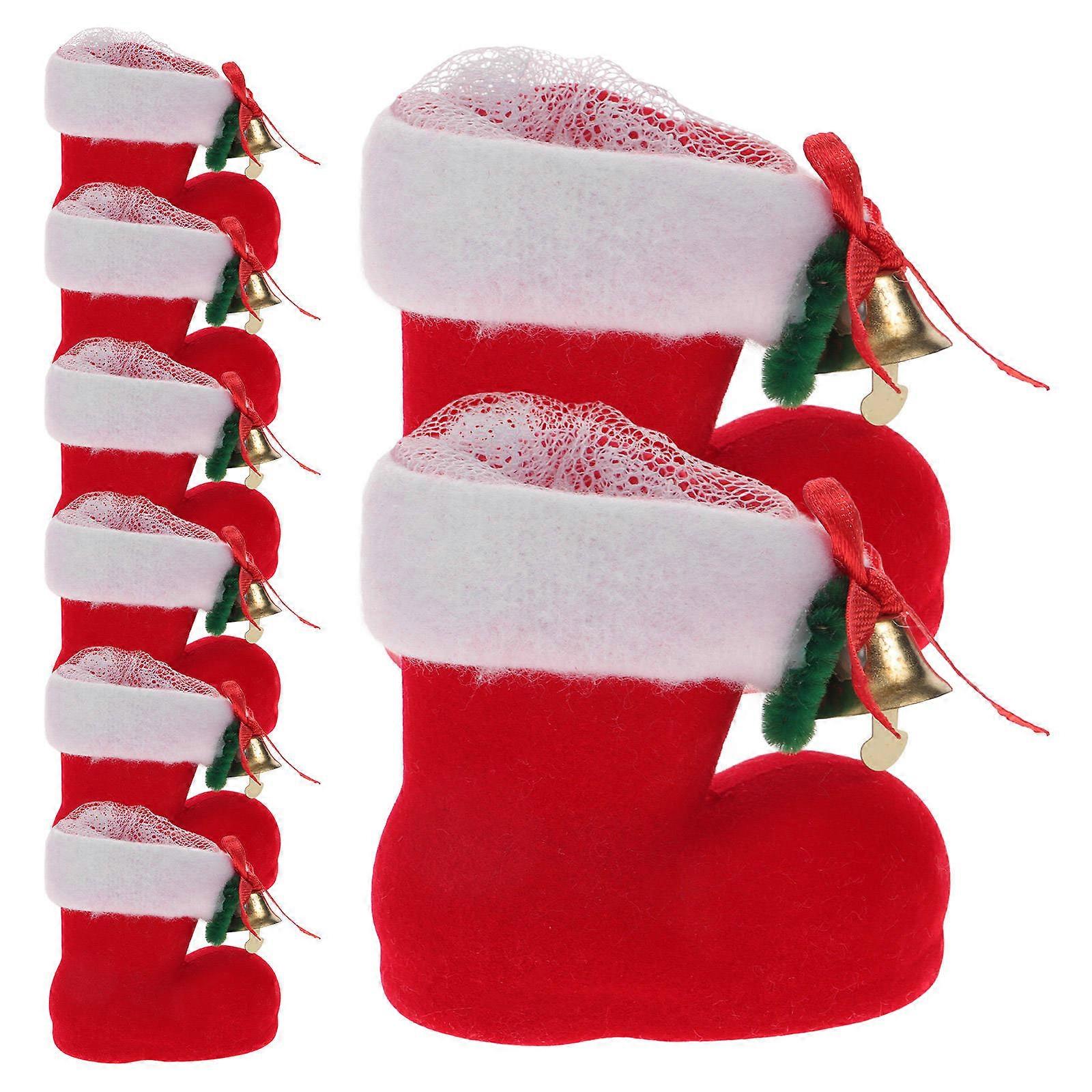 Decorative Candy Boot Pendants For Holiday Party Children Boot Shape Red Design 8Pcs