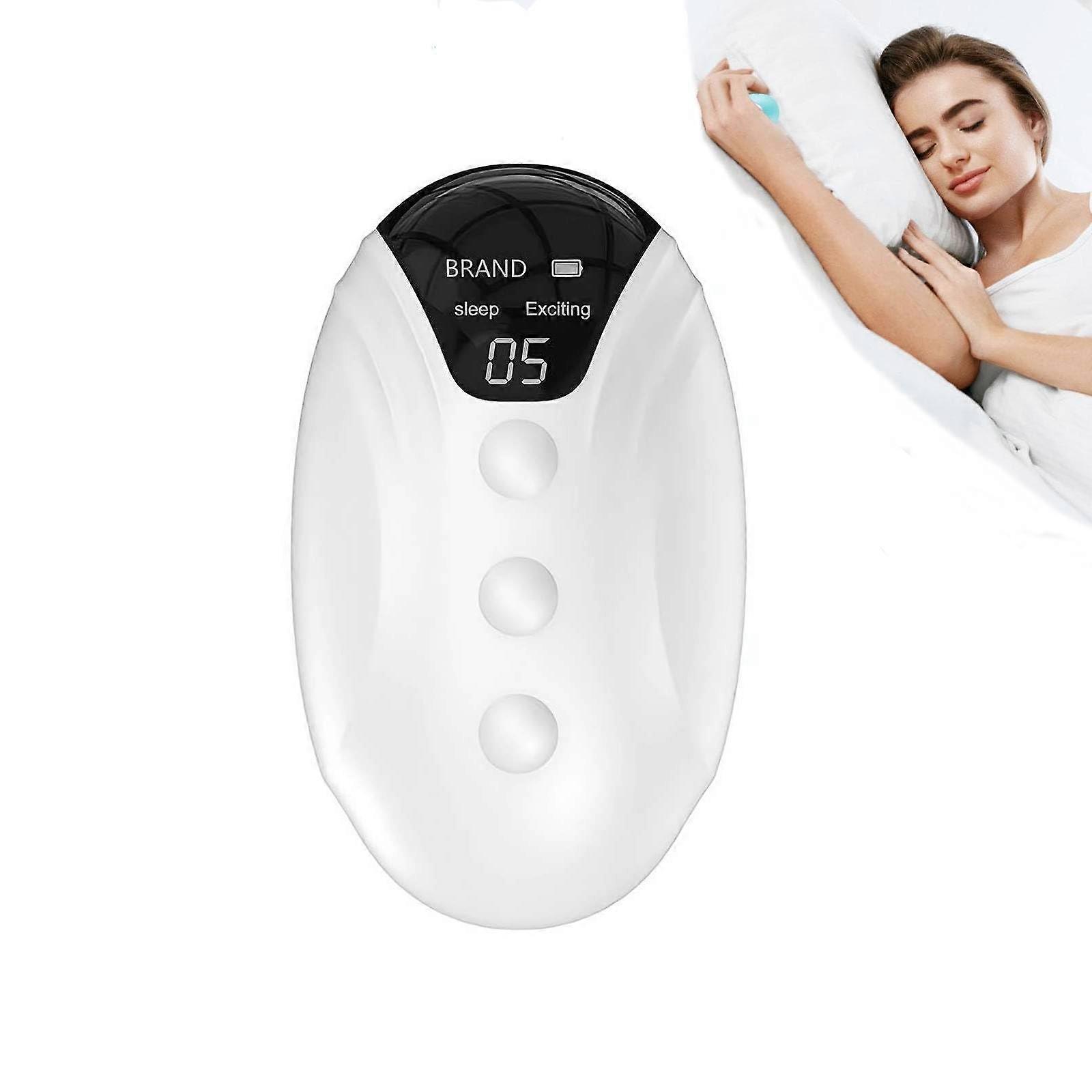 Sleep Aid Device with Stress Relief Technology, Adjustable Pulse, USB Rechargeable, White