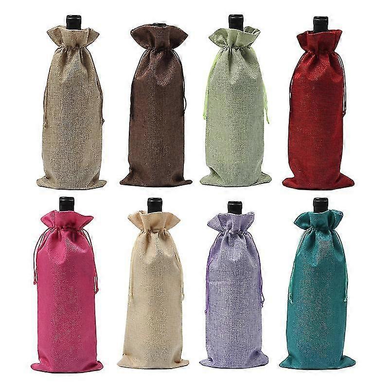 Rustic Linen Drawstring Wine Bottle Cover Packaging Bag Wedding Party Decor