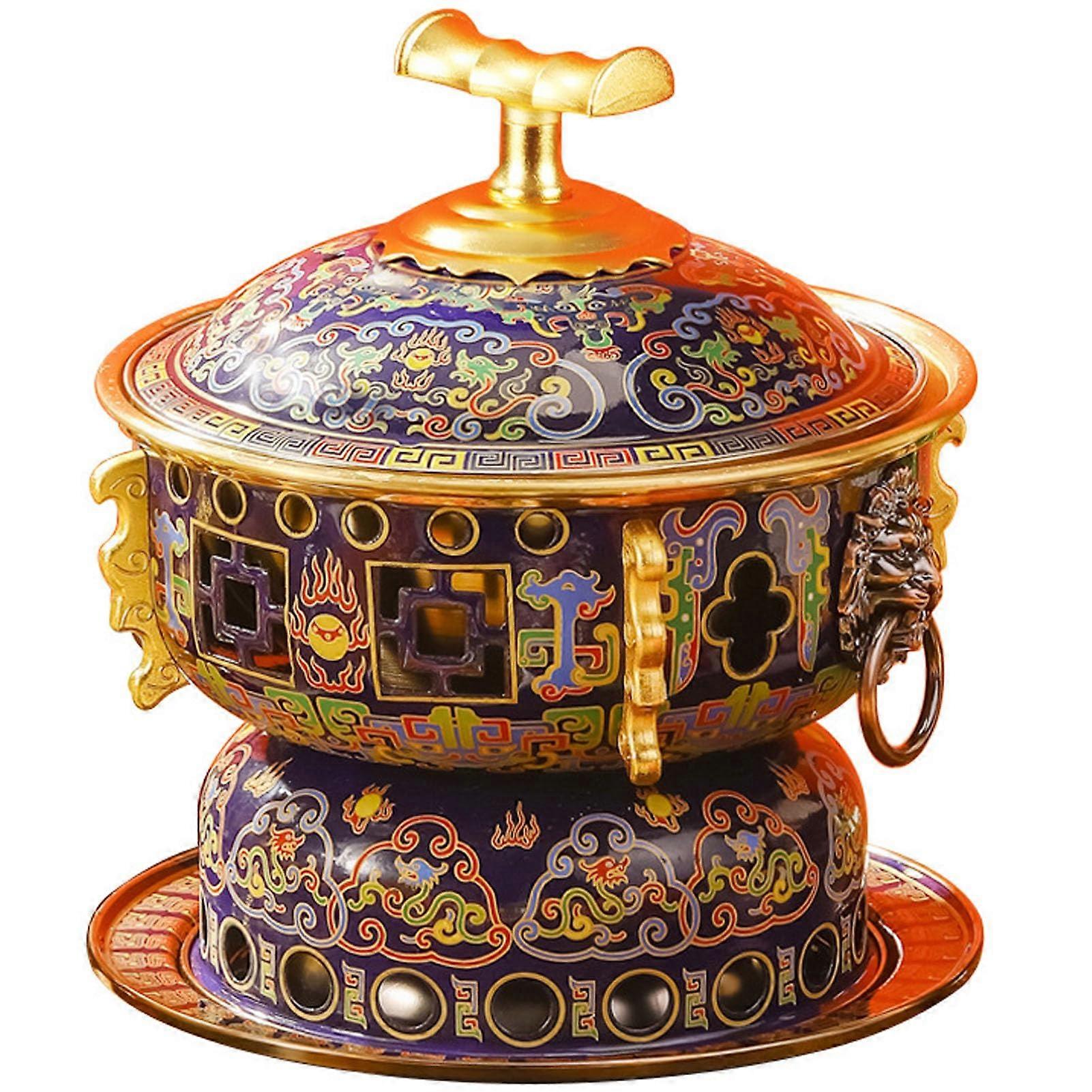 Copper Hot Pot with Alcohol Heating, Split Design Easy Clean for 24 People Chinese Style