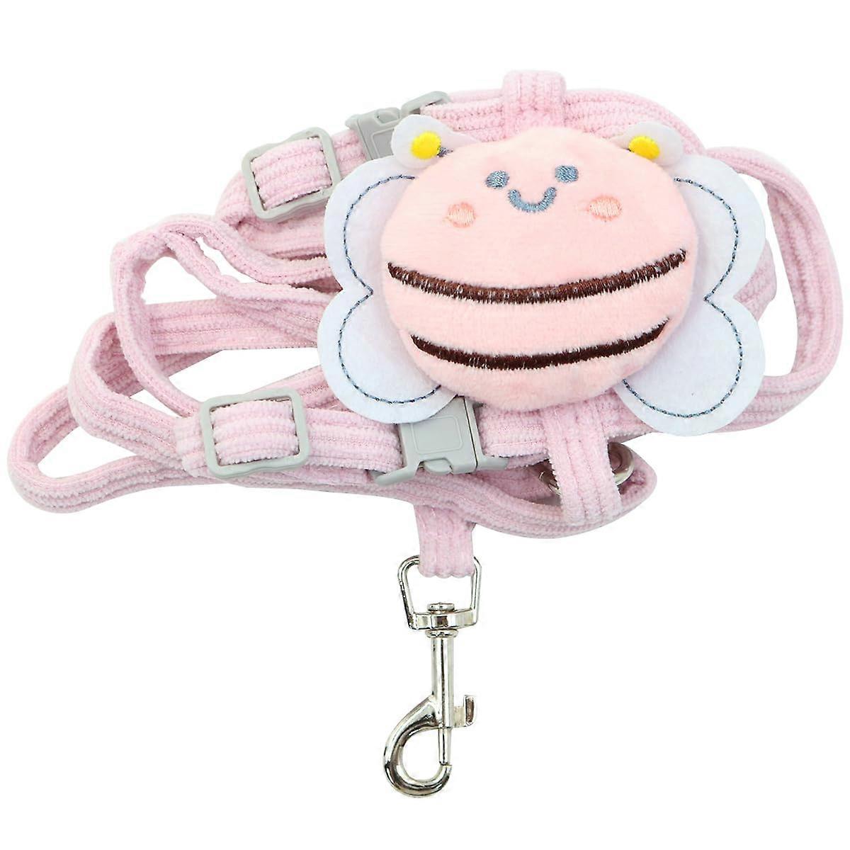Adjustable Rabbit Harness and Pet Leash with Breathable Fabric, Cute Bee Design for Small Animals