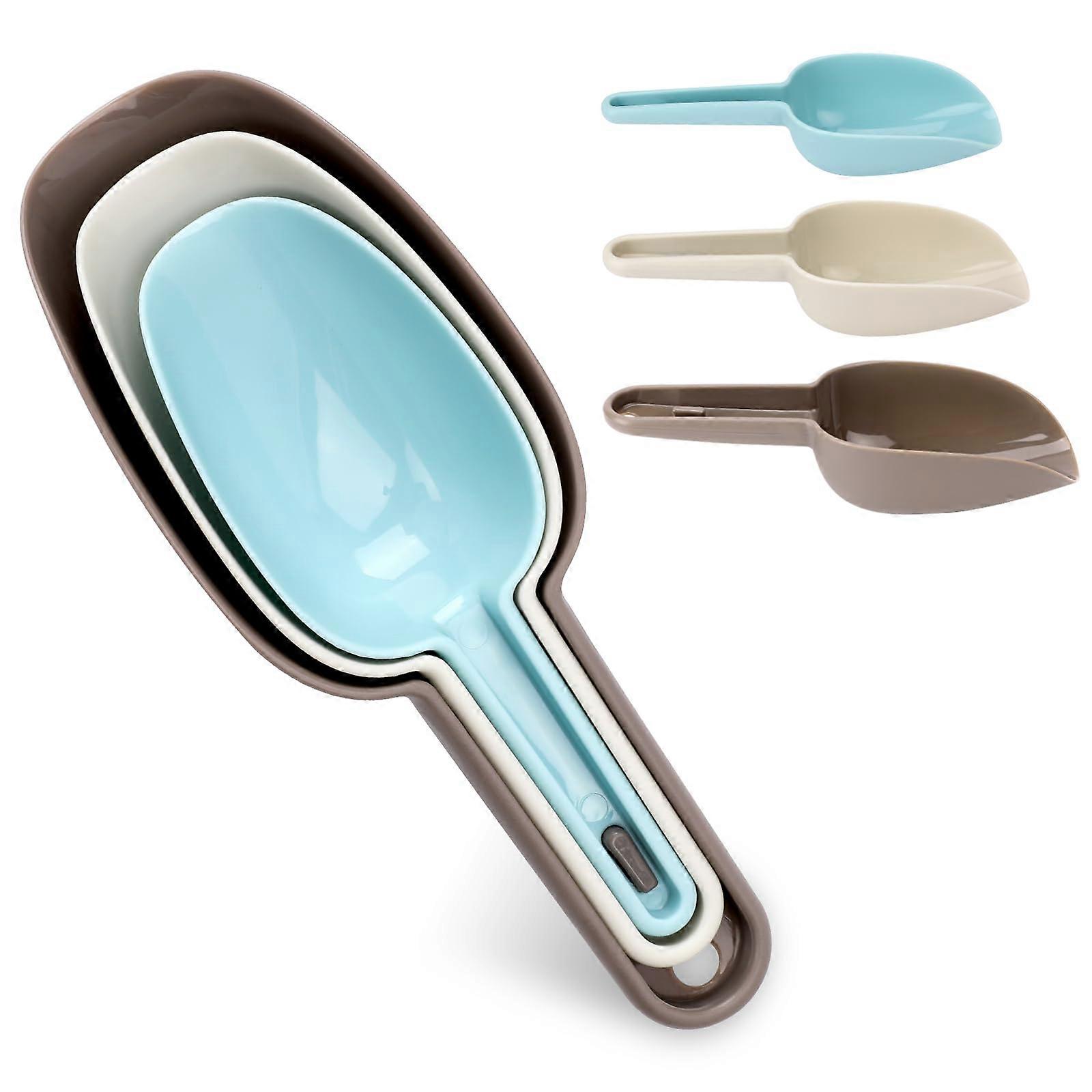 Plastic Food Scoop Set  MultiSize Kitchen Ice Scoops with Nesting Design, Dishwasher Safe