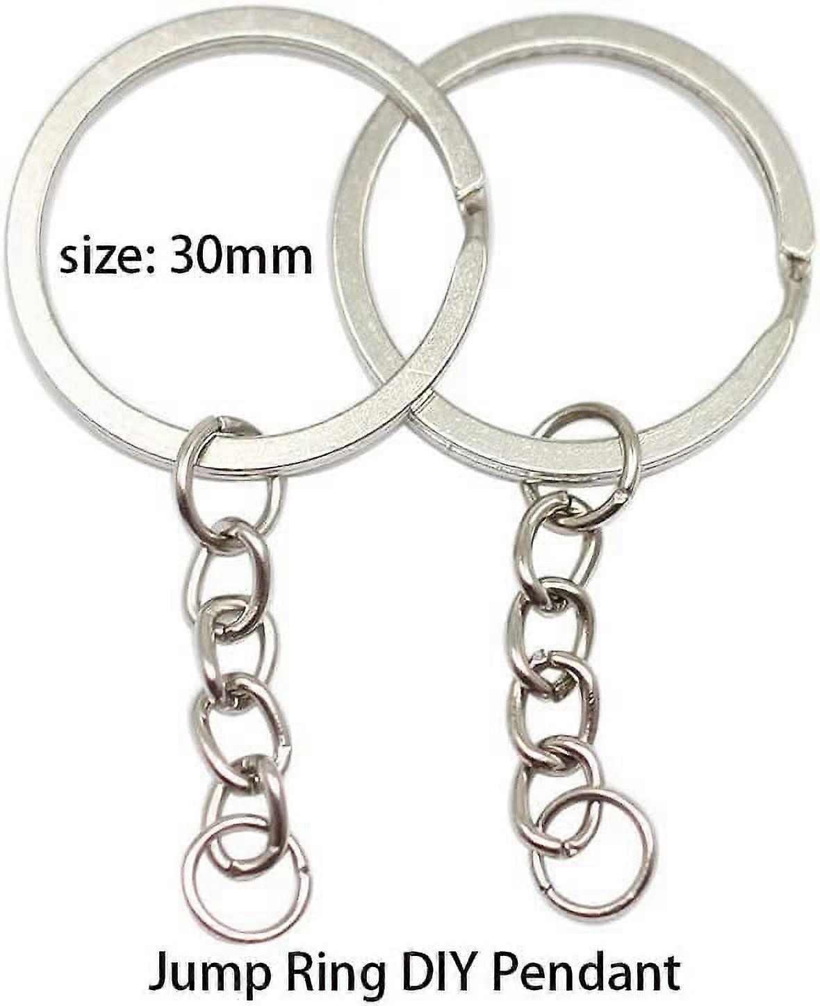 10 pcs/lot Split Key Ring with Chain and Jump Rings 60mm Long Round Split