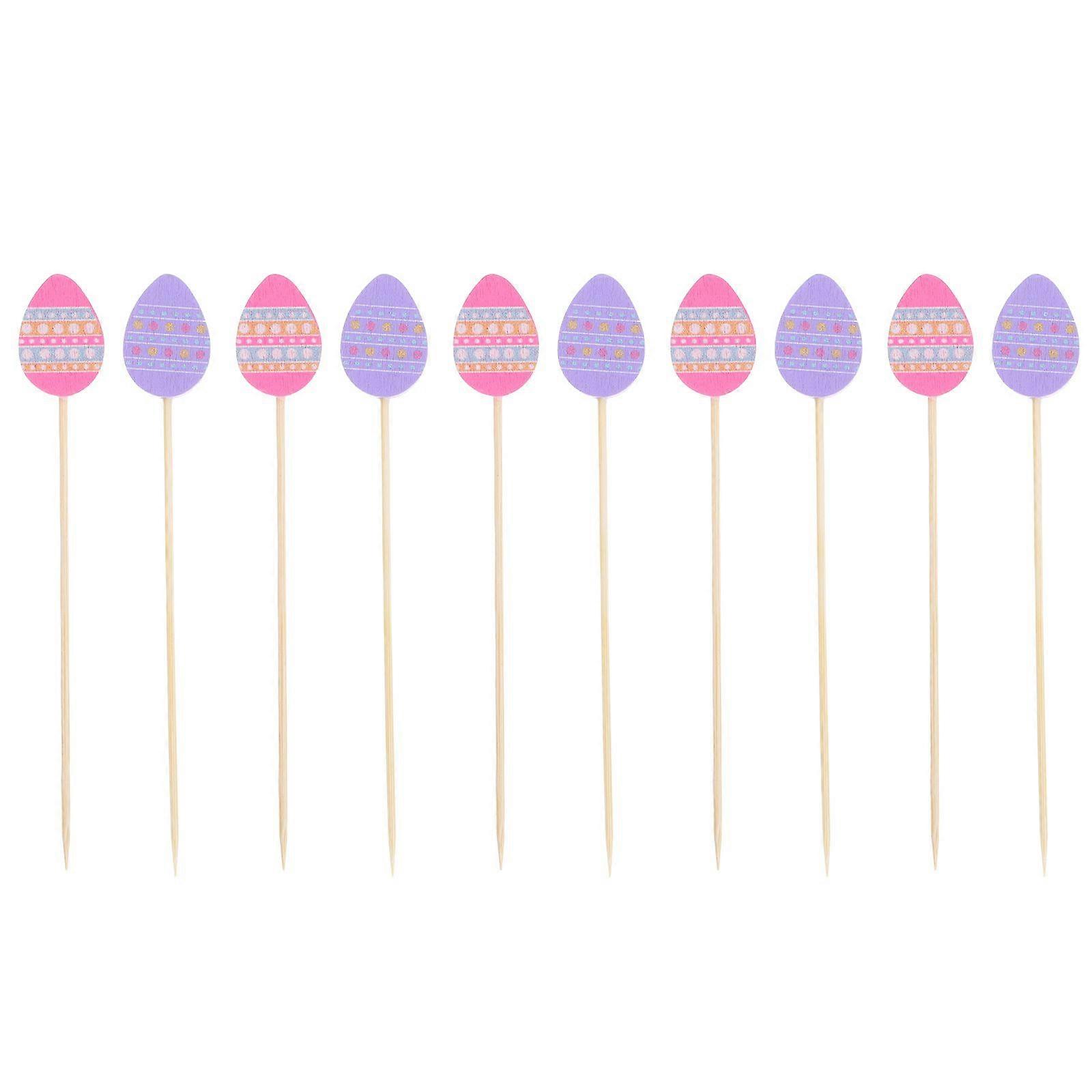 100Pcs Wooden Cocktail Picks Easter Fruit Picks Dessert Inserts for Party