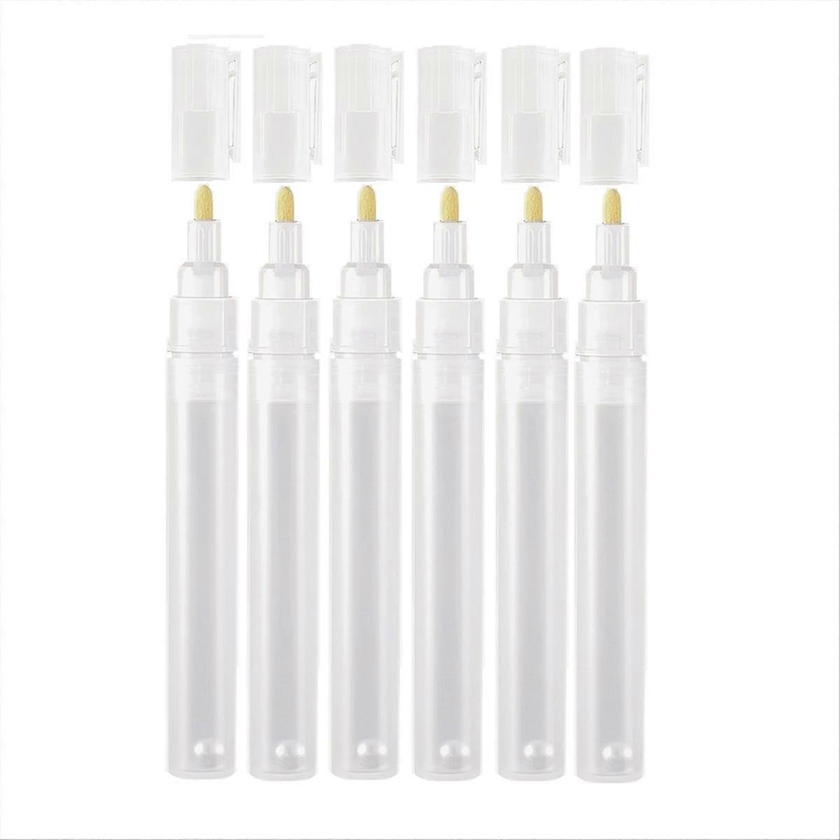 6Pcs Empty Fillable Blank Paint Touch Up Pen Markers, 3mm