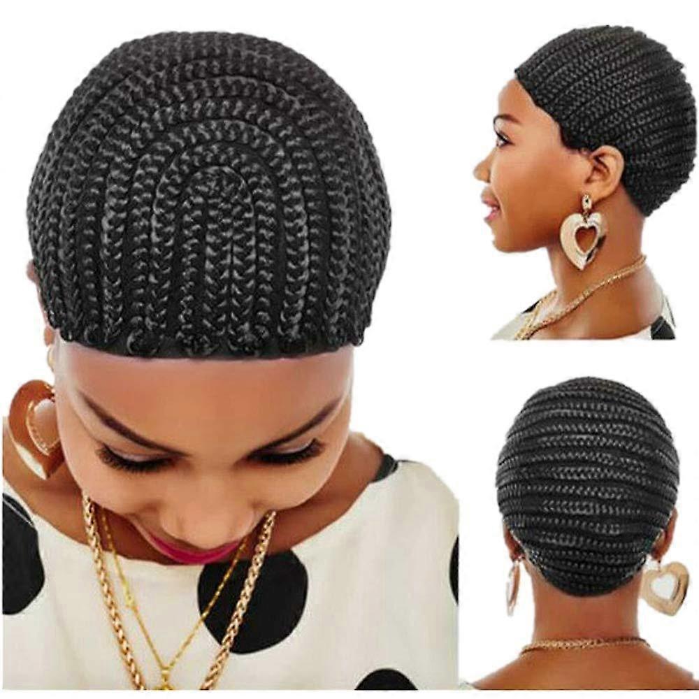 Cornrow Wig Cap with Secure Elastic Fit, Breathable Fabric, Dual Combs, Medium Natural Black