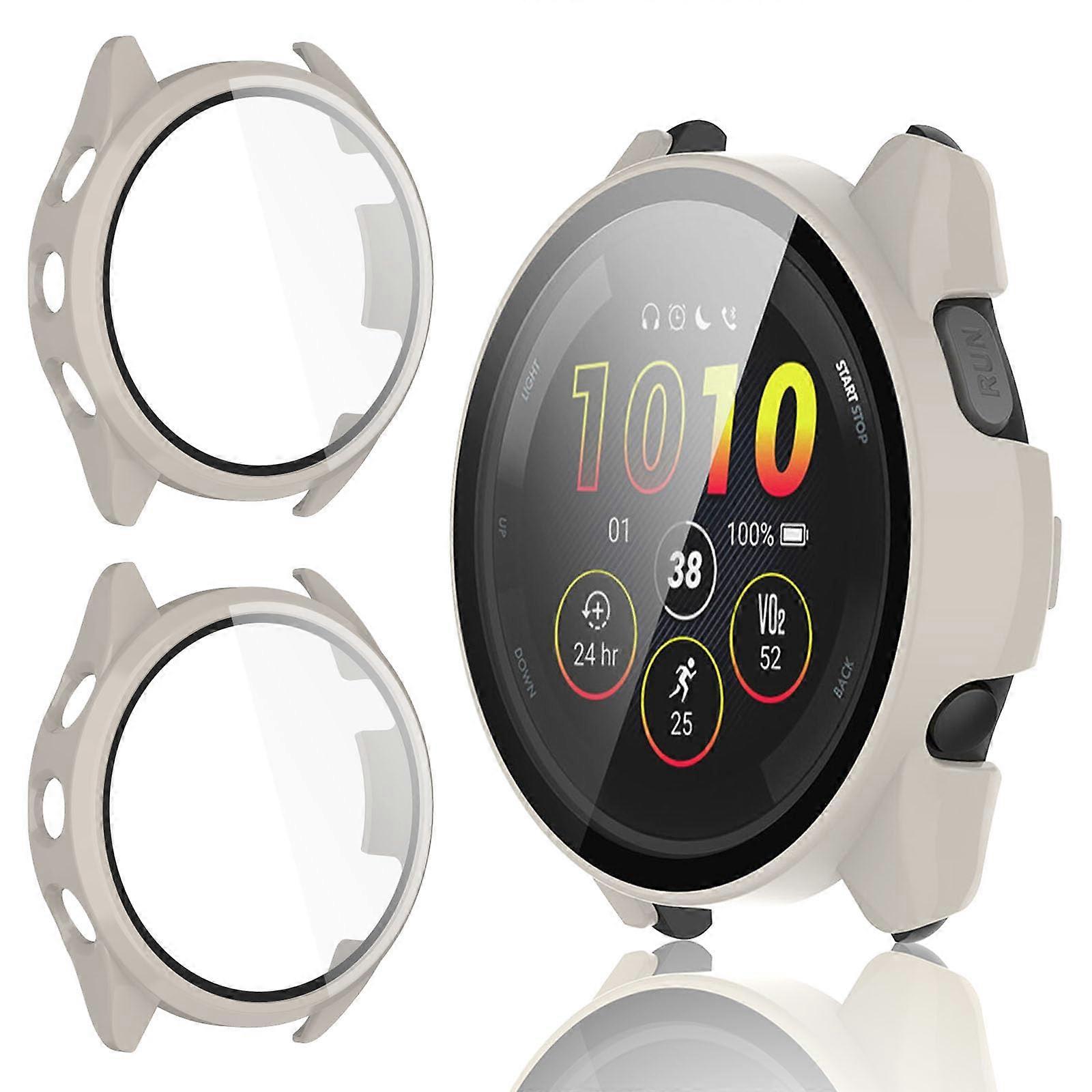 Screen Protector Case 2 Pack Full Coverage Builtin Tempered Glass Bumper for Garmin Forerunner 165