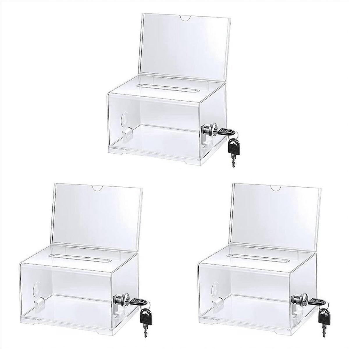 1 Pack Acrylic Donation Box with Lock, Clear Ballot Box