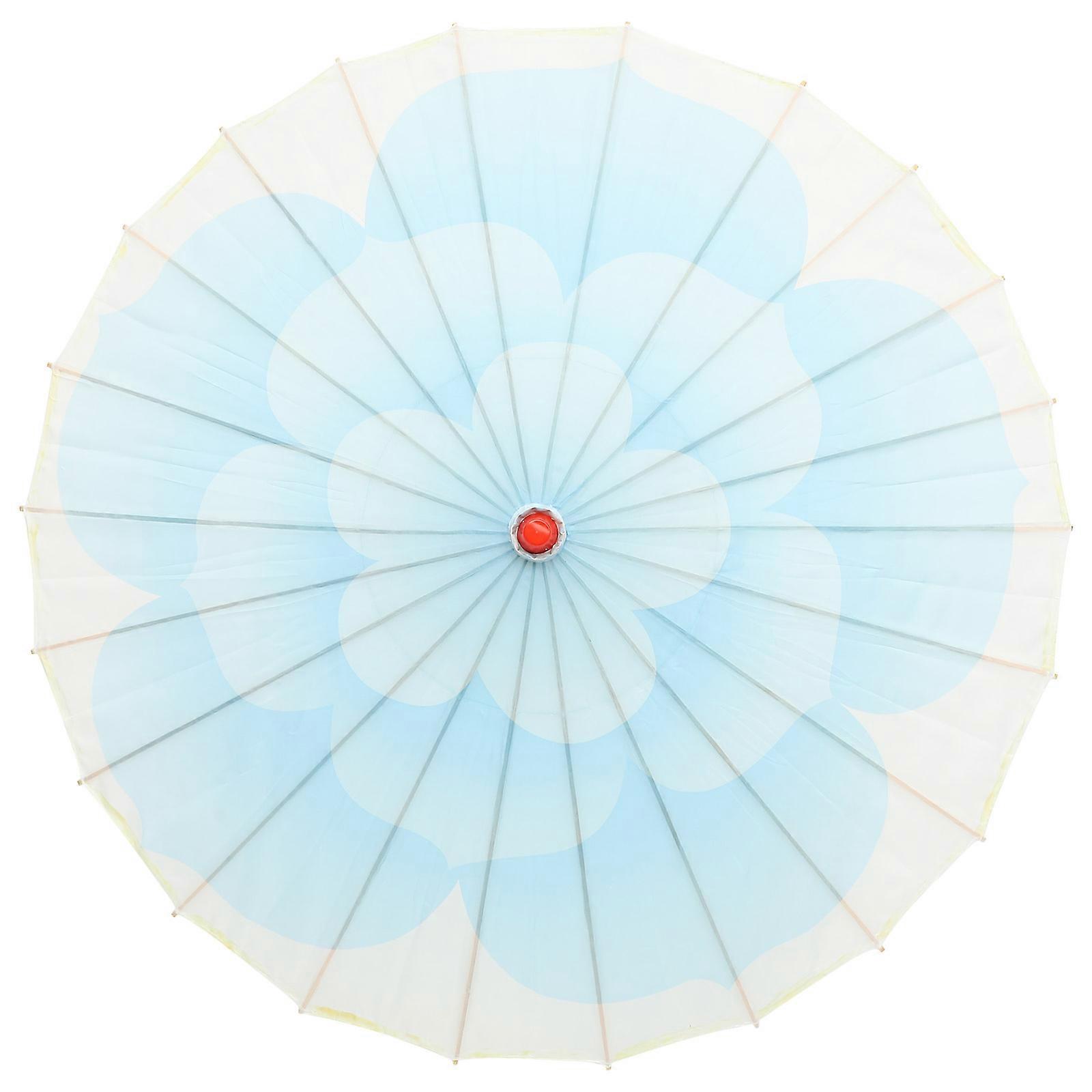 Handmade Paper Umbrella Peony for Dancing Use Blue Decorative Performance Prop