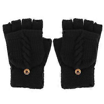 1 par de guantes sin dedos para mujer guantes de punto cálidos guantes de solapa guantes de medio dedo