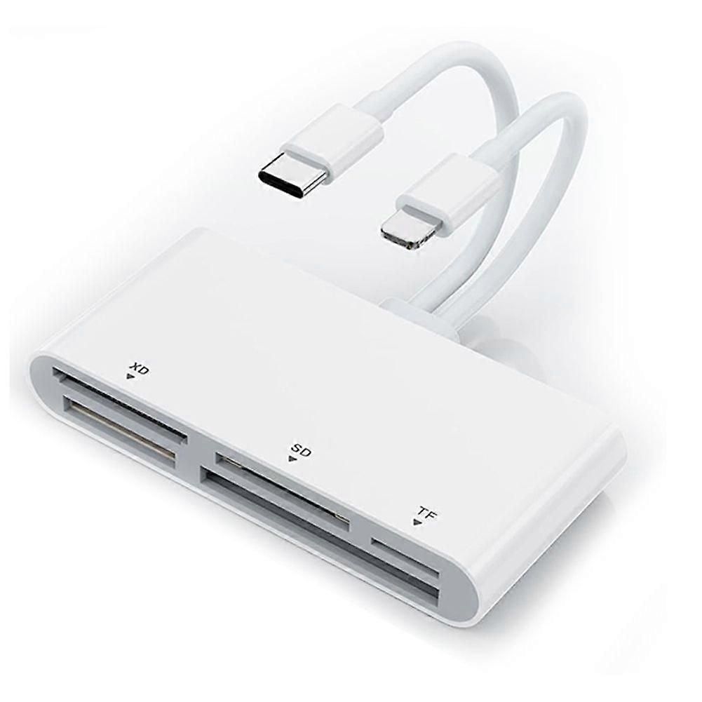 5-In-1 Memory Card Reader, Type-C to SD/TF/CF/Micro-SD/XD/MS Camera OTG Adapter for IPad/IPhone/Android/MacBook/PC
