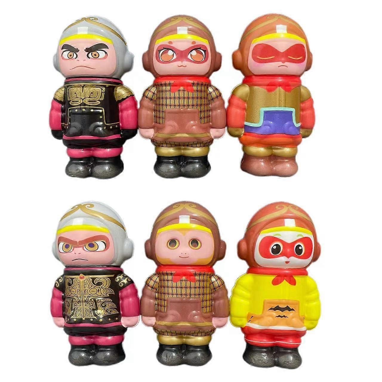 6-pack Monkey King Squeeze Decompression Toy Slow Rebound Decompression Cartoon Ornament Model