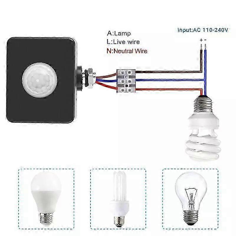 Black Mini Infrared Motion Sensor PIR for Security Light Detector Switch