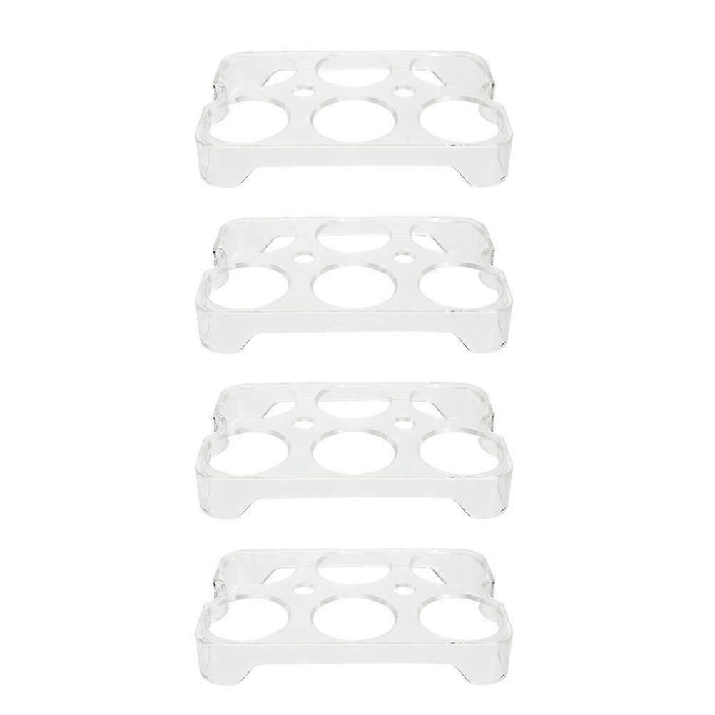 Kitchen Egg Holder Transparent Plastic Storage Rack 4Pcs Set