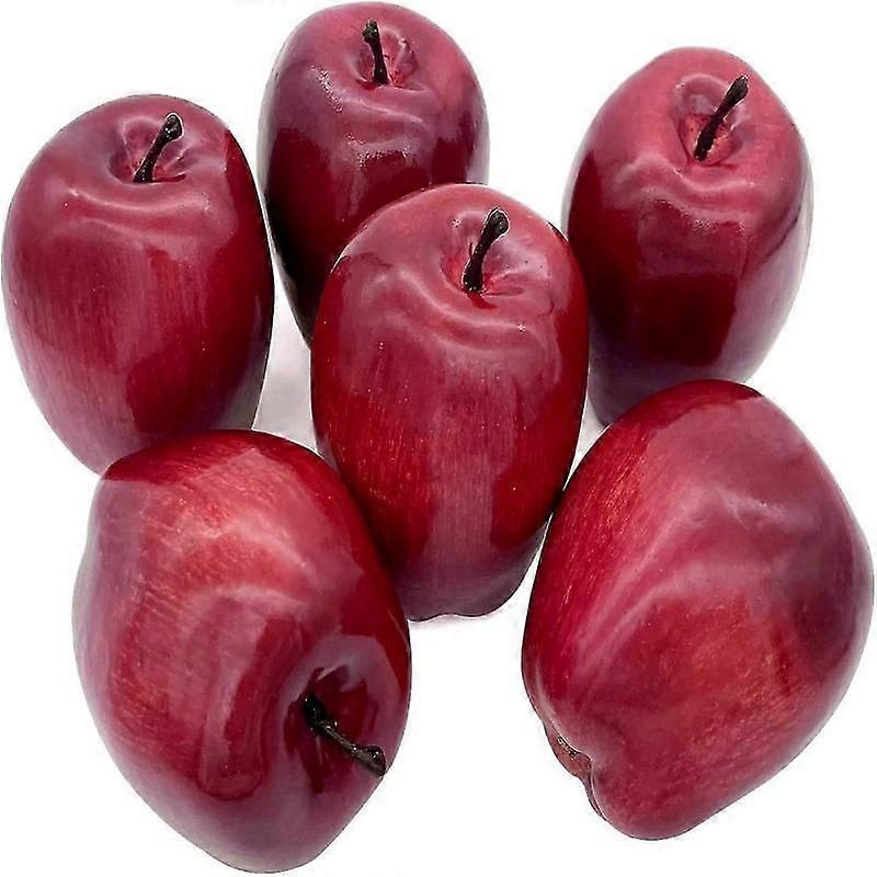 Falske dekorative epler kunstig frukt 6 stk sett