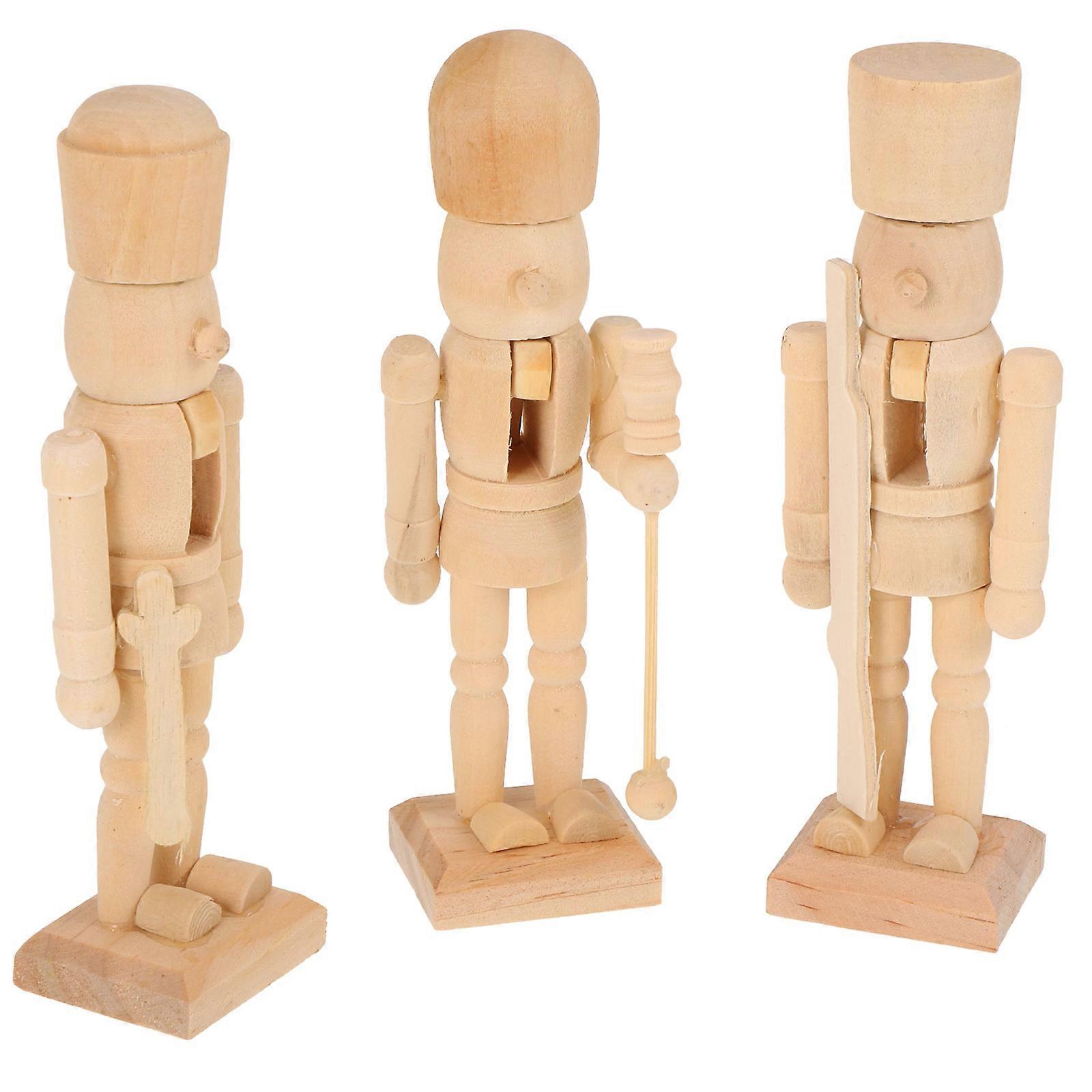 3pcs Christmas Ornaments Wooden Nutcracker Soldier Puppet (Random Pattern)