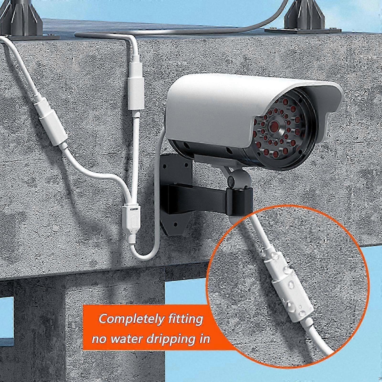 Solar Powered Security Camera Power Cable Type C Splitter Support OTG Function Outdoor Use Flexible PVC Coating White
