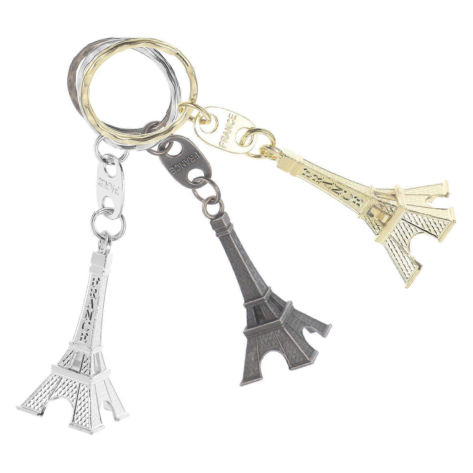 Assorted Color Eiffel Tower Keychain Decorative Pendant 3Pcs Set