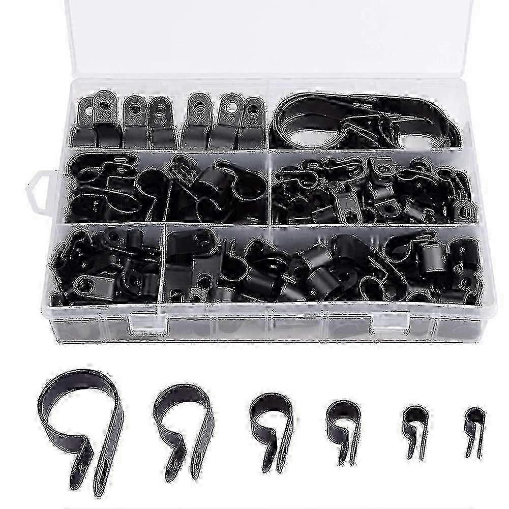 200pcs R-type P-type Nylon Plastic Cable Clamps Assortment Kit Hardware Tools