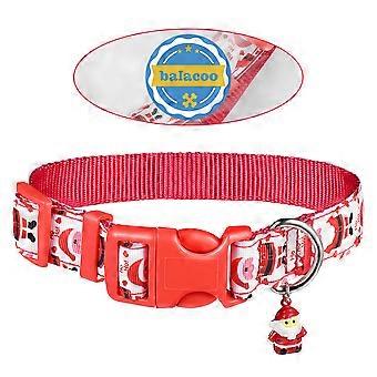 Nylon Pet Collar Red Santa Bell for Dog Christmas 2Pcs Pet Supplies