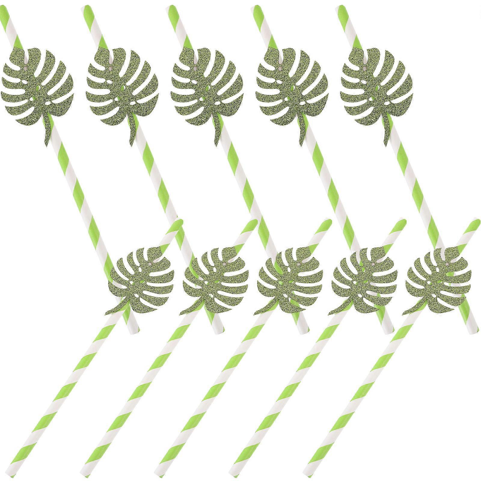 Light Straws Monstera Leaf for Drinking Use 10Pcs