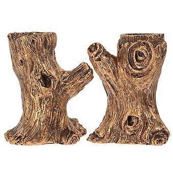 1 paire bougeoir résine bougie bâton bougie stand Unique souche d’arbre moulage bougeoir
