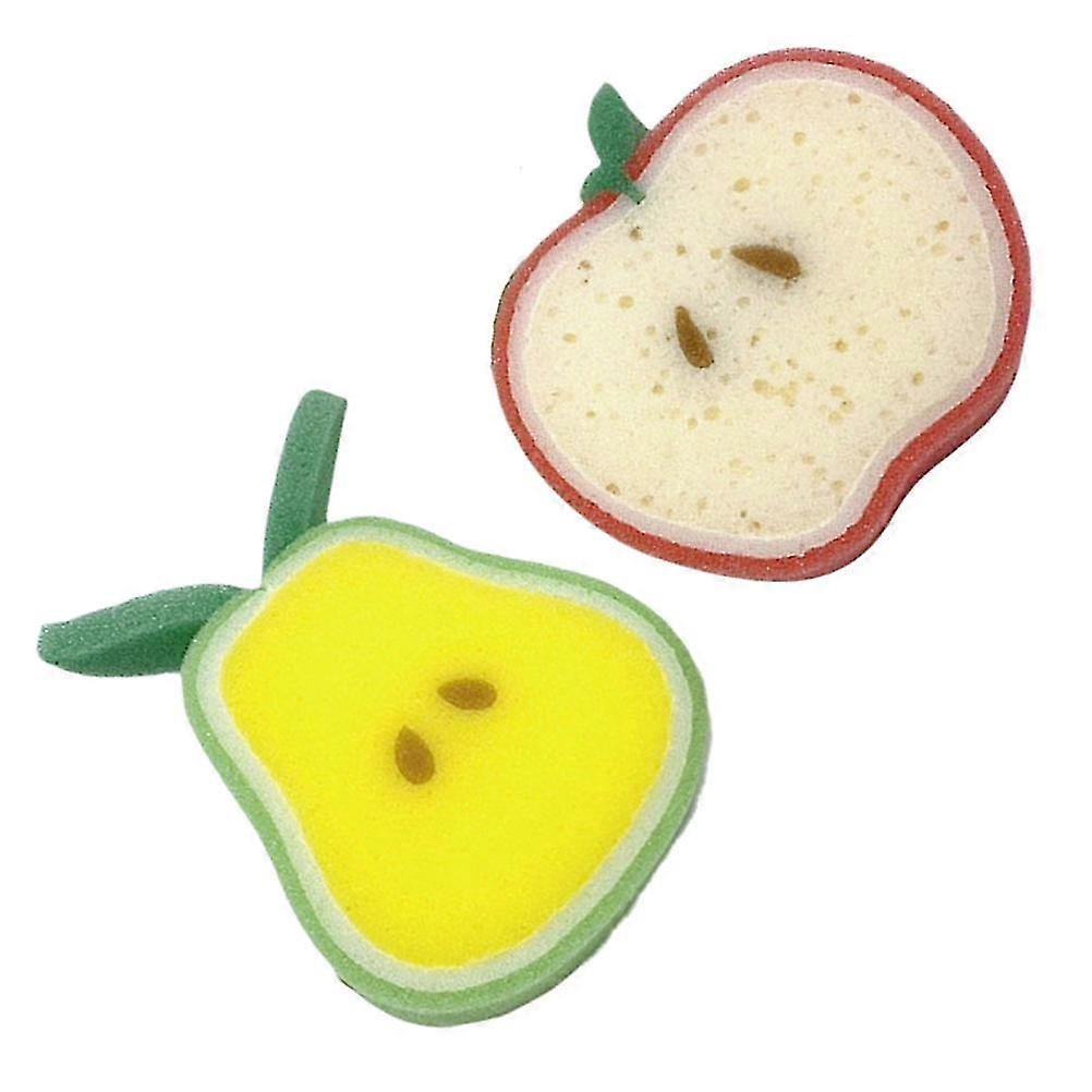 Fruit Bath Sponge Brush compatible with Bathing Use 2Pcs Red Apple and Pear