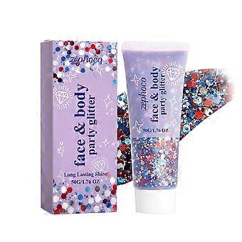 50g Multi-size Chunky Glitter Gel for Face Body, Long Wear Festival Party Sequins Makeup for Carnival Cosplay Outfit