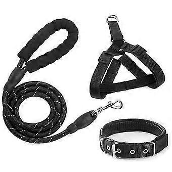Heavy Duty Adjustable Dog Harness Leash Collar Set, No-Pull 63" Long Lead, Durable Nylon Walking Training Set for Medium Dogs Up to 77 lbs, 3 Piece