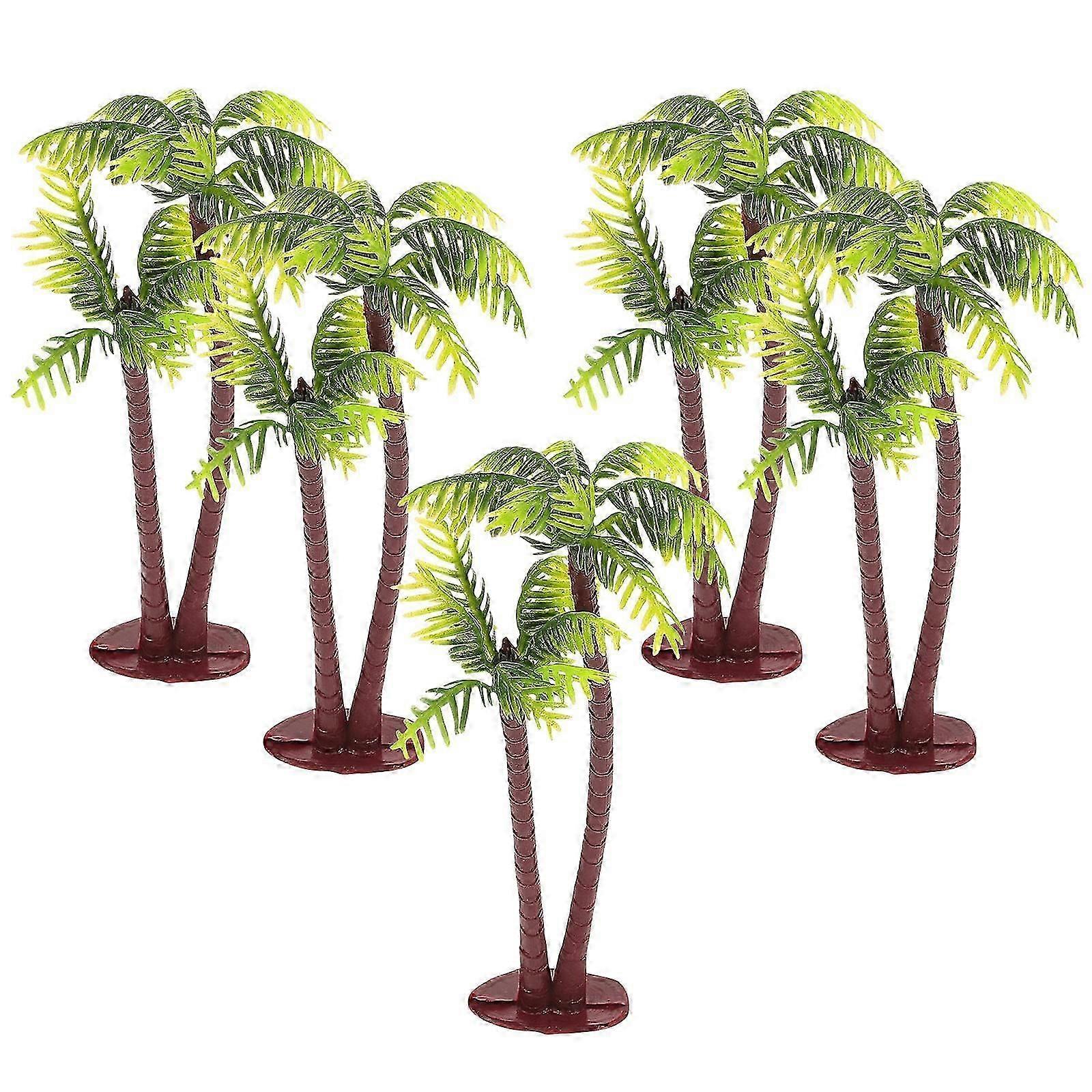 Miniature Plastic Coconut Palm Trees 5Pcs, Realistic Green Trees for Micro Landscape Scenery, Terrarium and Aquarium Decor
