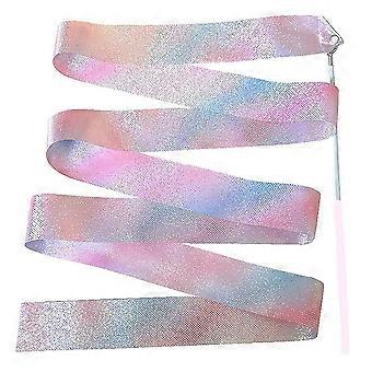2m Flashing Star Gym Ribbons Dance Ribbon Rhythmic Art Gymnastics Ballet Streamer Twirling Rod Rainbow Stick