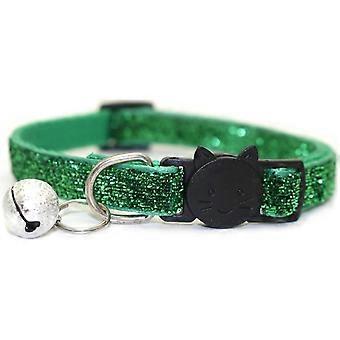 Sequin Cat Collar Comfortable Adjustable Collar for Dog or Kitten Green
