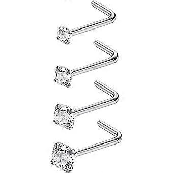 KATEA 20G 4-15 Pcs Acier Inoxydable Anneaux De Nez Clous En L Piercing Corps Bijoux 1.5mm 2mm 2.5mm 3mm