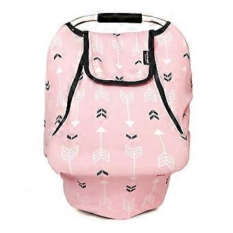 Stretchy Baby Car Seat Covers for Boys Girls, Infant Car Canopy for Spring Autumn Winter,Snug Warm Breathable, Zipped Window,Universal Fit,Pink Arrows