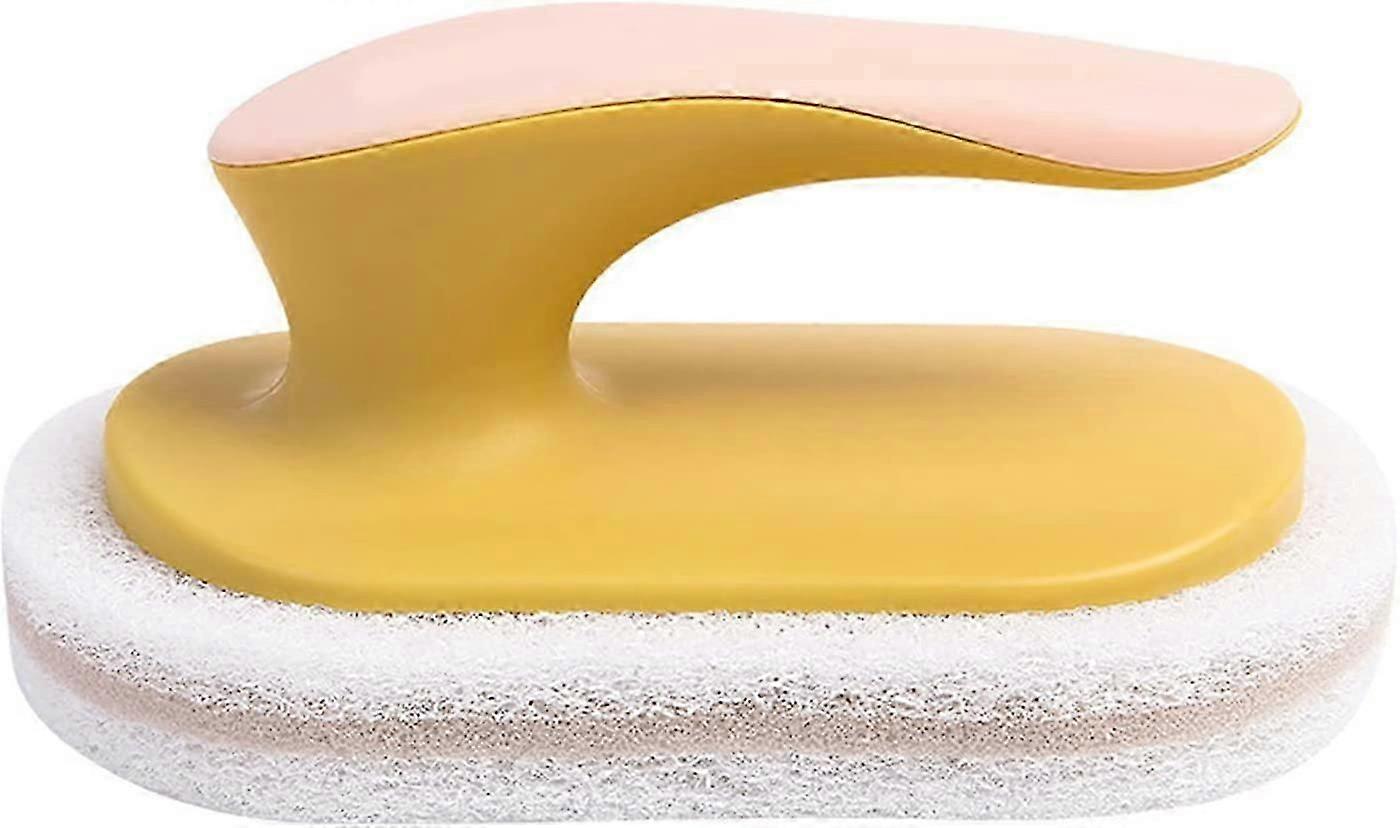 Household Cleaning Brush with Handle Plastic,Multi-function,Brush Powerful Sponge Quick Cleaning,Yellow