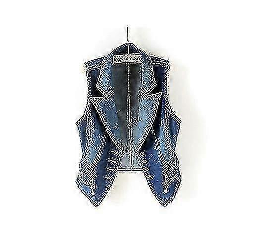 Elastisk uforet denim vest til kvinder