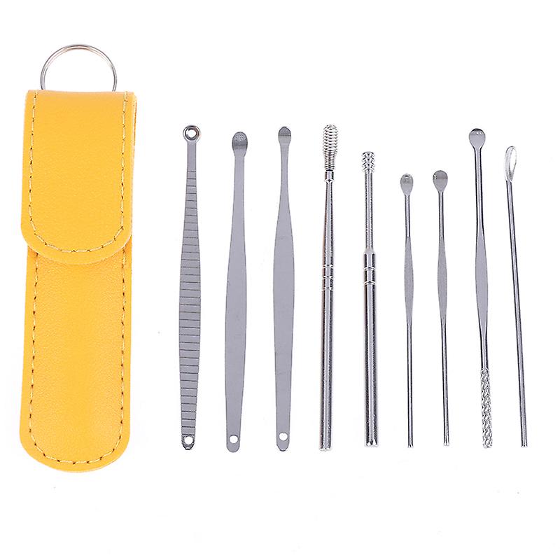 9pcs Earpick Sticks Earwax Remover Curette Ear Pick Cleaning Ear Cleaner Spoon