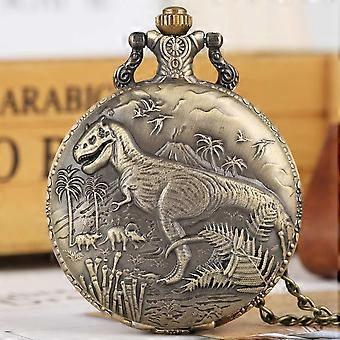 Pocket Watch, Vintage Bronze Quartz Pocket Watch for Men, Retro Large White Dial