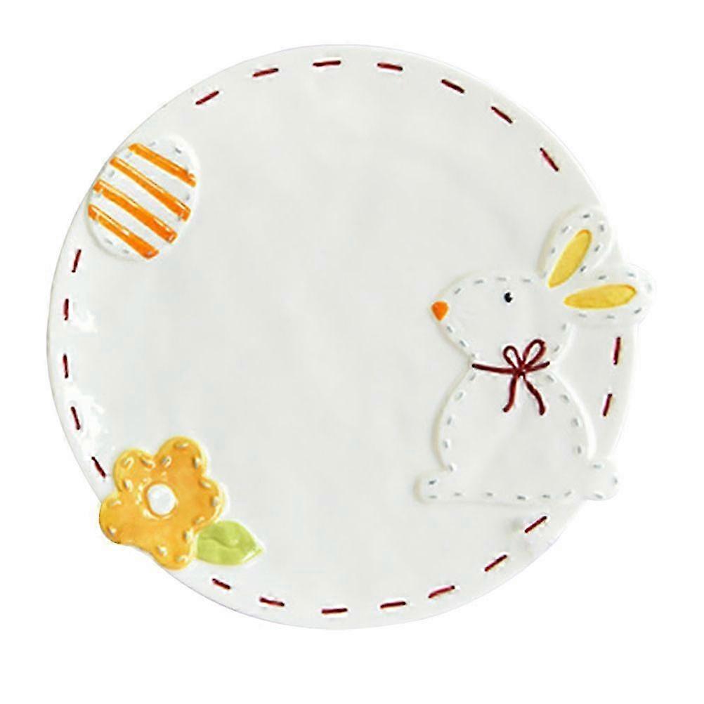 Floating Relief Rabbit Breakfast Plate Ceramic Serving Tray 1 Piece