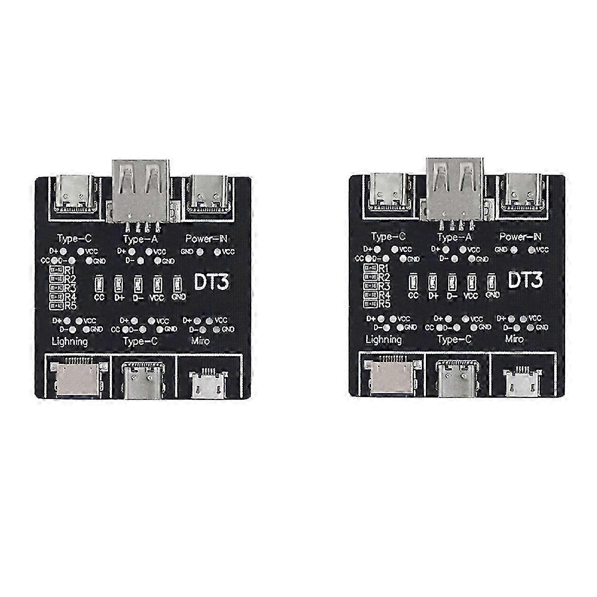 2PCS DT3 Data Cable Test PCB Board Type-C USB C Micro-USB Cable Tester USB Type-C Date Cable on-Off Detection Board