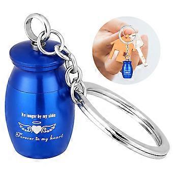 Pet Urn Key Chain for Ash Keepsake Container Blue Durable Metal
