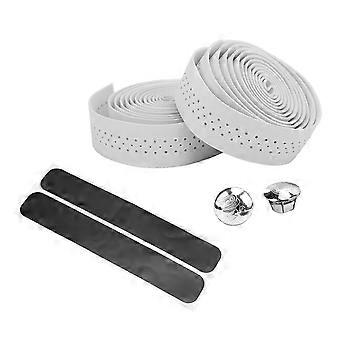 1 par de cinta impermeable para manillar de bicicleta Cinta de manillar de vehículo de carretera de cuero PU resistente al deslizamientoBlanco