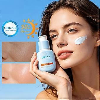 GHK-Cu Peptide SPF50+ Sunscreen Cream, Hyaluronic Acid UV Protection Lotion, Refreshing Moisturizing Daily Face Sun Care