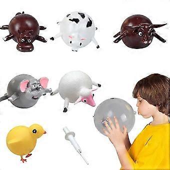 12PCS Kids Squeezing Vent Toy Balls TPR Inflatable Blowing Animal Balloons
