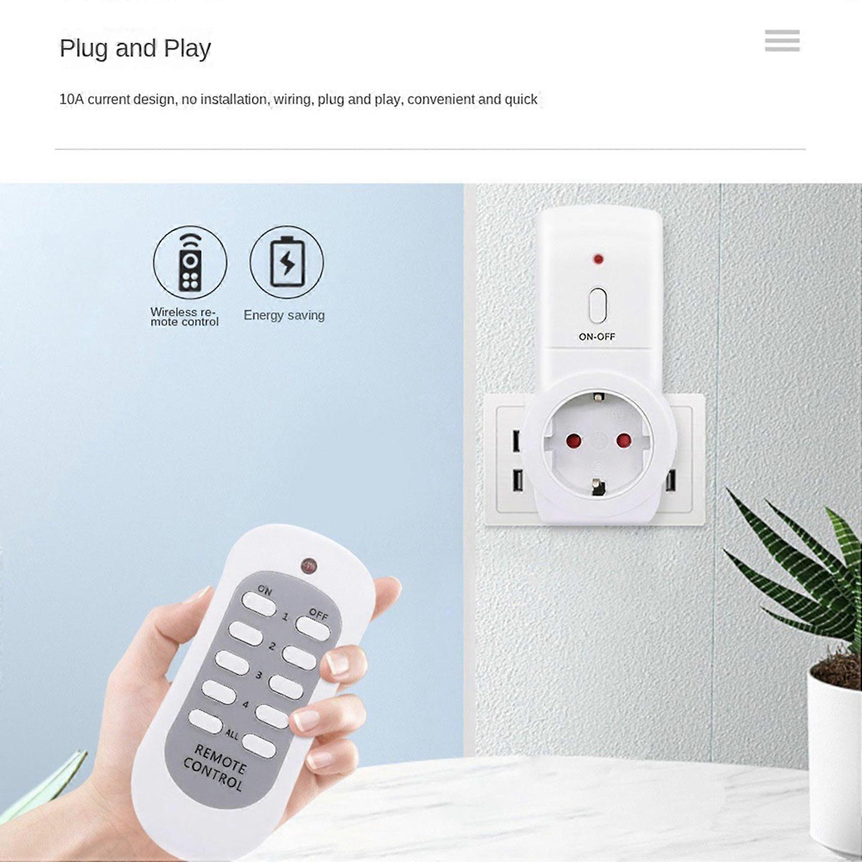 2X Wireless Remote Control Smart Timer Socket Switch 220V Wall 433mhz Programmable Electrical Outlet Switch EU Plug