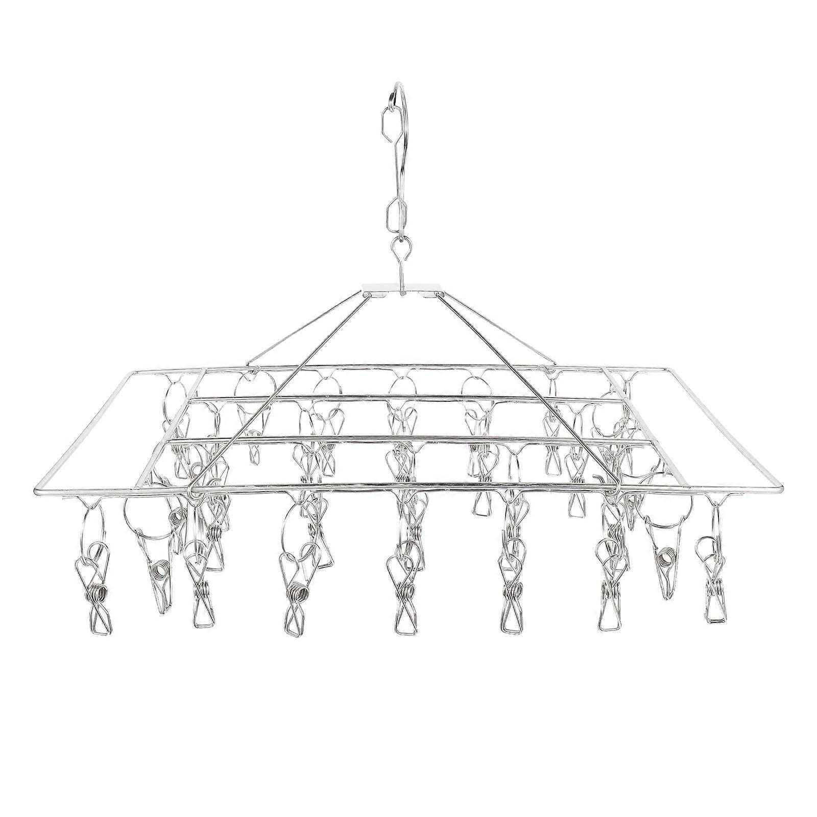 Silver Clothes Hanger for Storage 1Pcs Multi-Purpose Drying Rack Clips