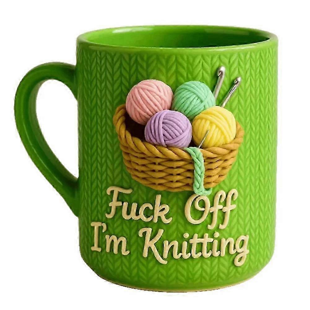 Knitting-Themed Ceramic Mug 11oz